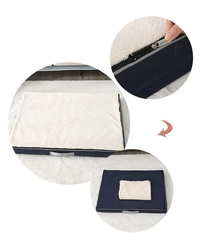 Orthopedic memory foam dog bed, with dog