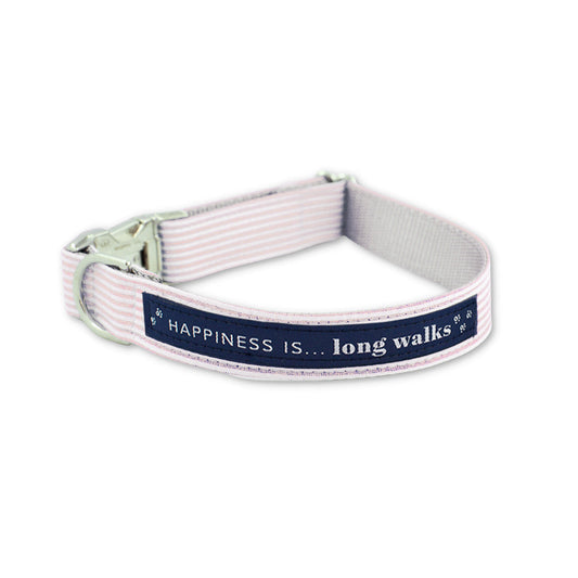 Dog Long Walks Striped Pink Collar-0