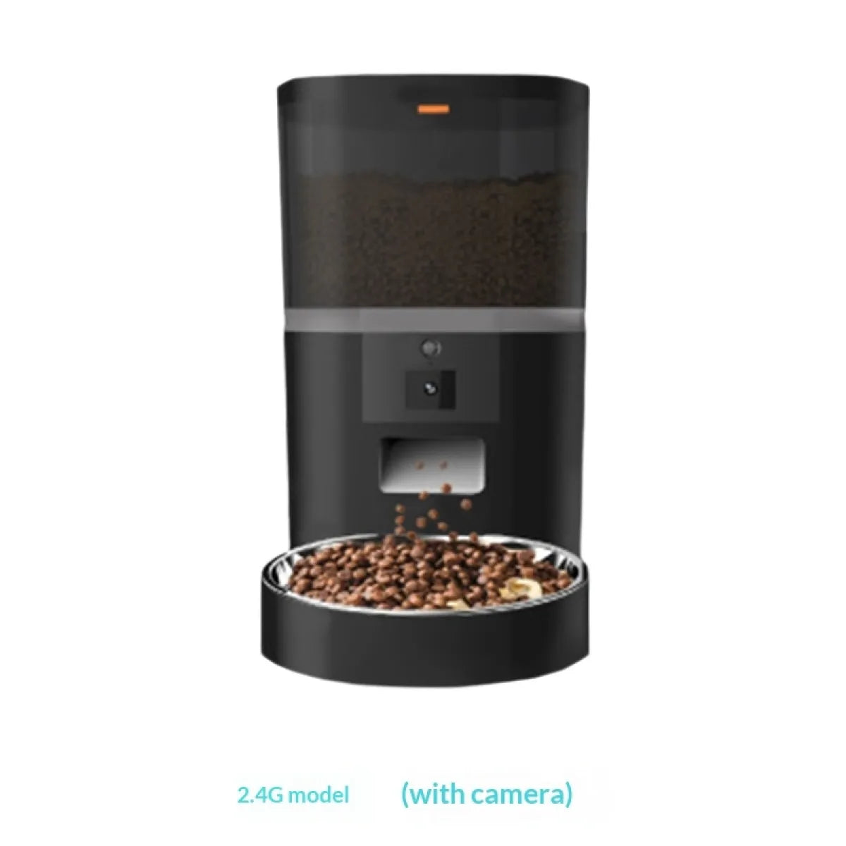 Smart pet feeder with camera, black, 6L