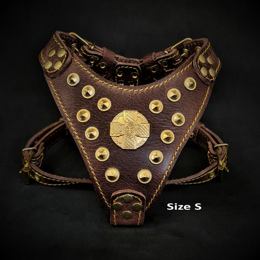 The ''Maximus'' harness Brown & Gold Small to Medium Size